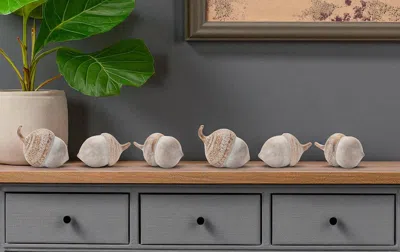 Hivvago Set Of Six Beige Polyresin Thanksgiving Tabletop Sculpture In Brown