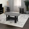 Hivvago Set Of Three 36" Gray And Black Wood Coffee Table With Shelf In Black