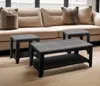 Hivvago Set Of Three 42" Gray And Black Coffee Table With Shelf In Black