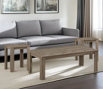 Hivvago Set Of Three 44" Taupe Coffee Table In Brown
