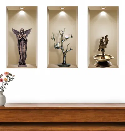 Hivvago Set Of Three Aca Faux Niche 3d Peel And Stick Wall Decals In Multi