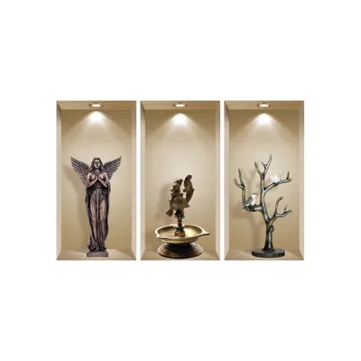 HIVVAGO SET OF THREE ACY FAUX NICHE 3D PEEL AND STICK WALL DECALS