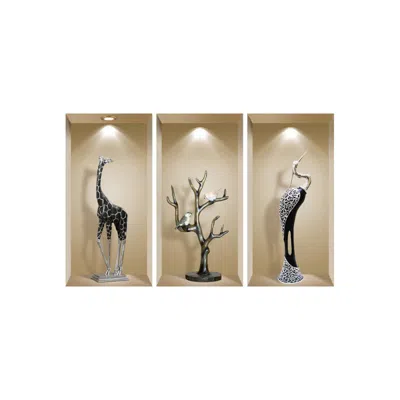 Hivvago Set Of Three Apa Faux Niche 3d Peel And Stick Wall Decals In Multi