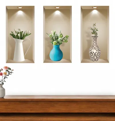 Hivvago Set Of Three Asa Faux Niche 3d Peel And Stick Wall Decals In Multi