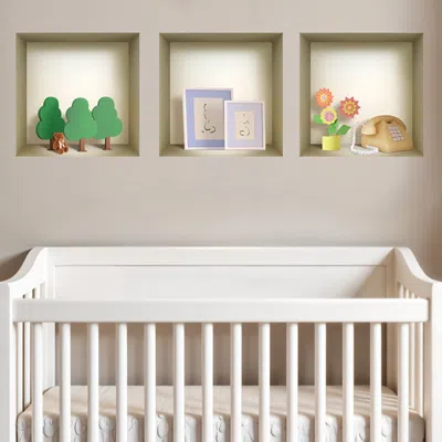 Hivvago Set Of Three Ash Faux Niche 3d Peel And Stick Wall Decals In White