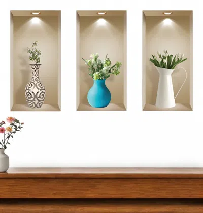 HIVVAGO SET OF THREE AVA FAUX NICHE 3D PEEL AND STICK WALL DECALS