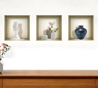HIVVAGO SET OF THREE AVI FAUX NICHE 3D PEEL AND STICK WALL DECALS