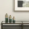 Hivvago Set Of Three Beige Blue And Green Round Ceramic Table Vase In Multi