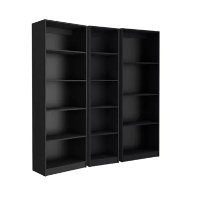 Hivvago Set Of Three Black Five Tier Bookcase