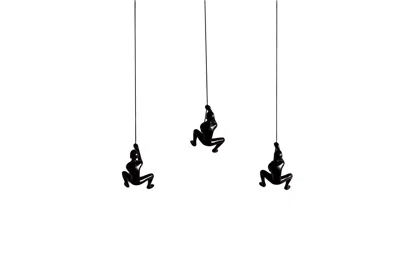 Hivvago Set Of Three Black Resin Climbing Man Hanging Dimensional Sculpture