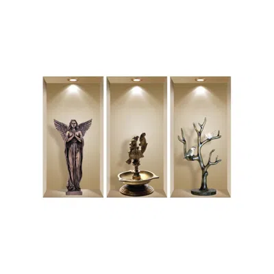 Hivvago Set Of Three Boa Faux Niche 3d Peel And Stick Wall Decals In Brown