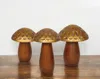 Hivvago Set Of Three Brown And Gold Wood Mushroom Tabletop Sculptures In Brown