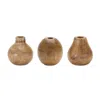 Hivvago Set Of Three Brown Wood Table Vase In Brown
