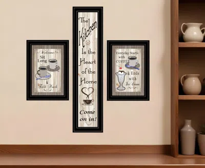 Hivvago Set Of Three Come On In Black Framed Print Kitchen Wall Art