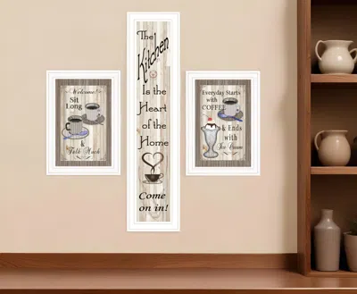 Hivvago Set Of Three Come On In White Framed Print Kitchen Wall Art