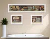 Hivvago Set Of Three Country Bath White Framed Print Bathroom Wall Art In Multi