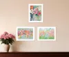 Hivvago Set Of Three Garden Flowers White Grooved Frame Print Wall Art In White