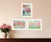 Hivvago Set Of Three Garden Flowers White Grooved Frame Print Wall Art In White