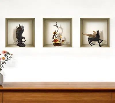 Hivvago Set Of Three Gil Faux Niche 3d Peel And Stick Wall Decals In Black