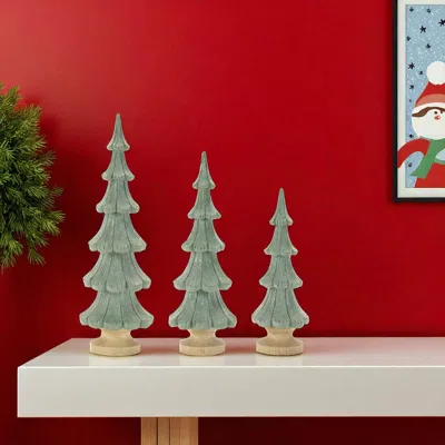 Hivvago Set Of Three Green And Beige Resin Tabletop Sculpture