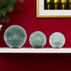 Hivvago Set Of Three Green Glass Trees Tabletop Sculpture With Led In Green