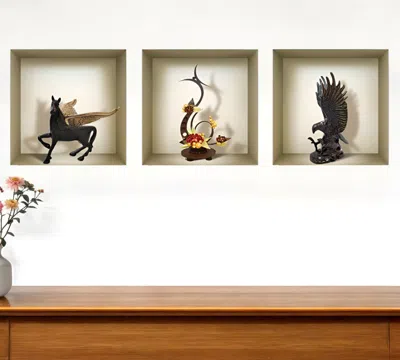 HIVVAGO SET OF THREE HAG FAUX NICHE 3D PEEL AND STICK WALL DECALS