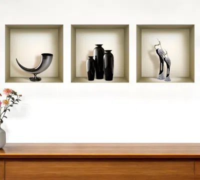 Hivvago Set Of Three Ian Faux Niche 3d Peel And Stick Wall Decals In Multi