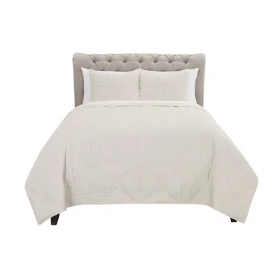 Hivvago Set Of Three Ivory Geometric King Quilt In White