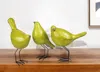 Hivvago Set Of Three Lemongrass Green Polyresin And Metal Bird Sculptures In Green