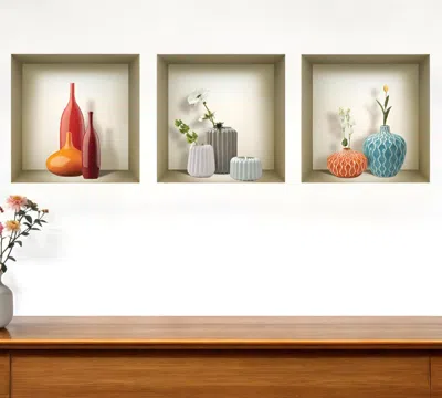Hivvago Set Of Three Len Faux Niche 3d Peel And Stick Wall Decals In Multi