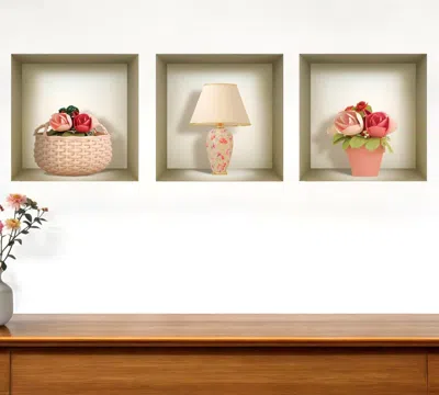 HIVVAGO SET OF THREE LEO FAUX NICHE 3D PEEL AND STICK WALL DECALS