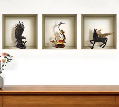 Hivvago Set Of Three Lia Faux Niche 3d Peel And Stick Wall Decals In Multi