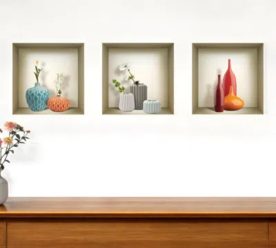 Hivvago Set Of Three Lin Faux Niche 3d Peel And Stick Wall Decals In Multi