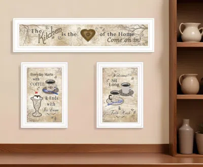 Hivvago Set Of Three Love Of Nature Kitchen White Framed Print Kitchen Wall Art