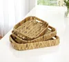 Hivvago Set Of Three Natural Water Hyacinth Rectangular Basket Trays In Brown