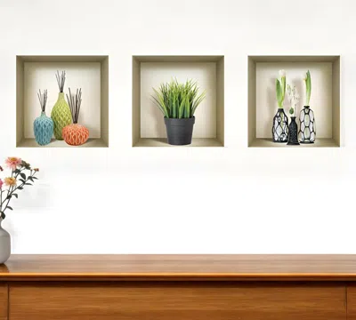 Hivvago Set Of Three Nia Faux Niche 3d Peel And Stick Wall Decals In Multi
