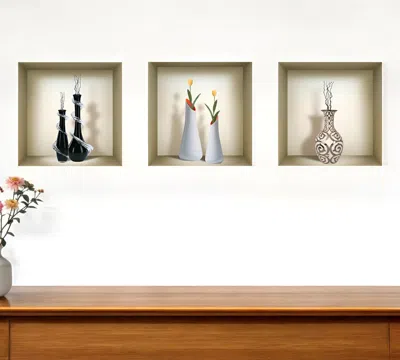 Hivvago Set Of Three Noa Faux Niche 3d Peel And Stick Wall Decals In Multi