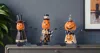 Hivvago Set Of Three Orange And Black Polyresin Halloween Jack-o-lantern Figurine In Multi