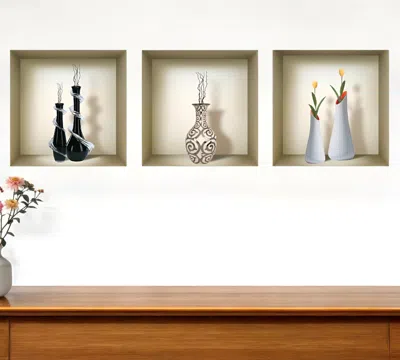 Hivvago Set Of Three Ray Faux Niche 3d Peel And Stick Wall Decals In Multi