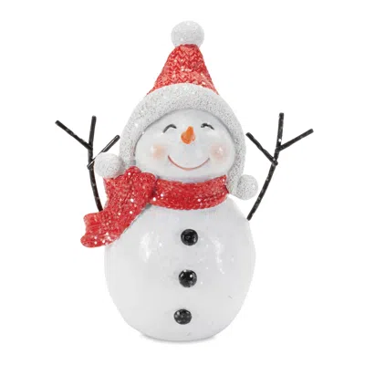 Hivvago Set Of Three Red And White Polyresin Christmas Snowman Figurine