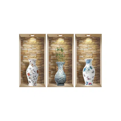 Hivvago Set Of Three Rue Faux Niche 3d Peel And Stick Wall Decals In Brown