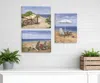 Hivvago Set Of Three Sand Beach Designs Wrapped Canvas Print Wall Art In Blue