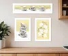 Hivvago Set Of Three Tea Cups And Yellow Flowers White Framed Print Kitchen Wall Art In Multi