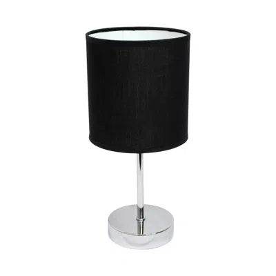 Hivvago Set Of Two 12" Silver Metal Table Lamp With Black Drum Shade