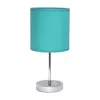 Hivvago Set Of Two 12" Silver Metal Table Lamp With Blue Drum Shade In Blue