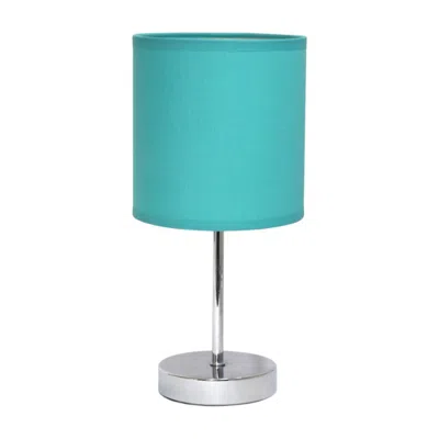 Hivvago Set Of Two 12" Silver Metal Table Lamp With Blue Drum Shade