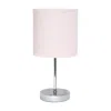 Hivvago Set Of Two 12" Silver Metal Table Lamp With Blush Drum Shade In White
