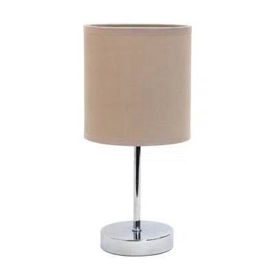 HIVVAGO SET OF TWO 12" SILVER METAL TABLE LAMP WITH GRAY DRUM SHADE