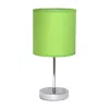 Hivvago 12" Silver Metal Table Lamp Led With Green Drum Shade