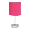 Hivvago 12" Silver Metal Table Lamp Led With Hot Pink Drum Shade In Pink